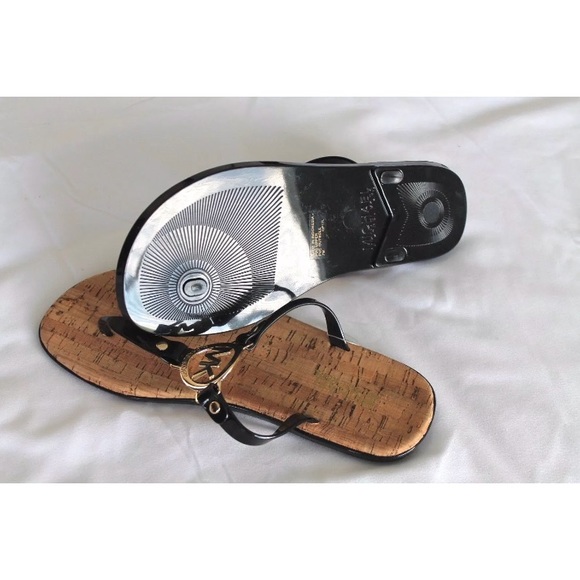 Michael kors sandals cork jelly thong black gold - Picture 6 of 6